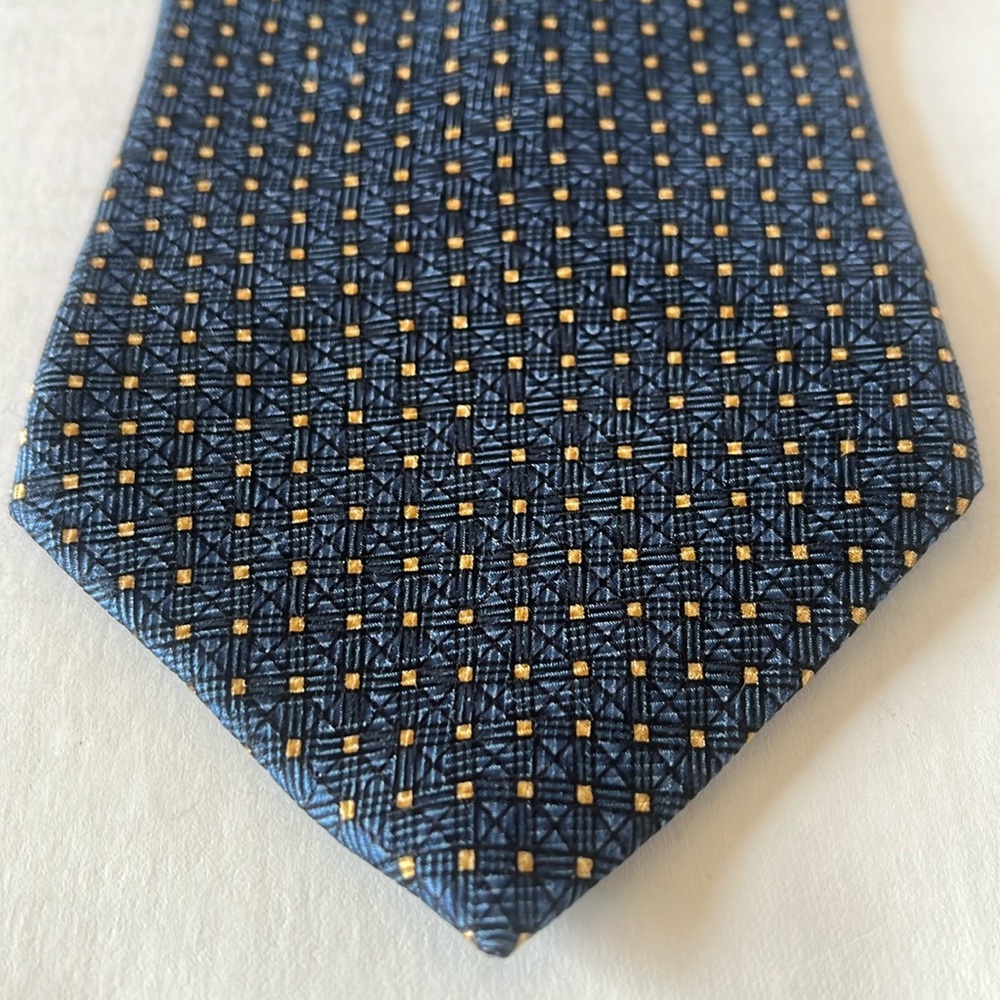 Bill Blass Vintage Blue & Yellow 100% Silk Tie